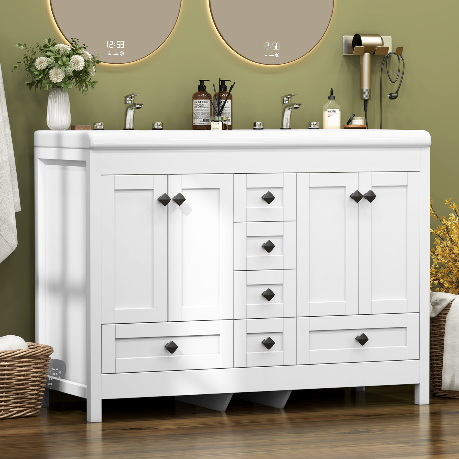 47,3 Zoll großer weißer Badezi – Home Bathroom Vanity Combo Bewertung und Preis